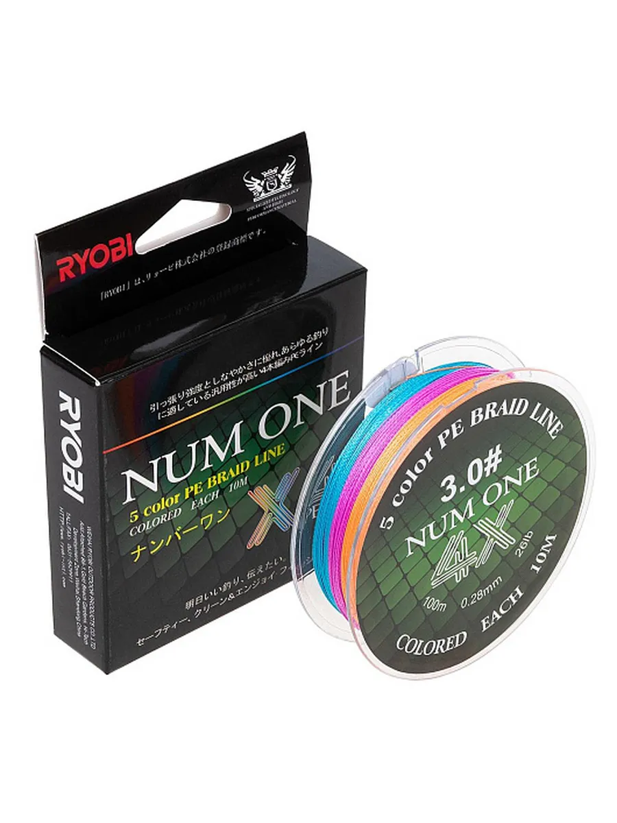 Шнур NUM ONE PE4X-100M 3.0#/0,285 mm Multi Colour