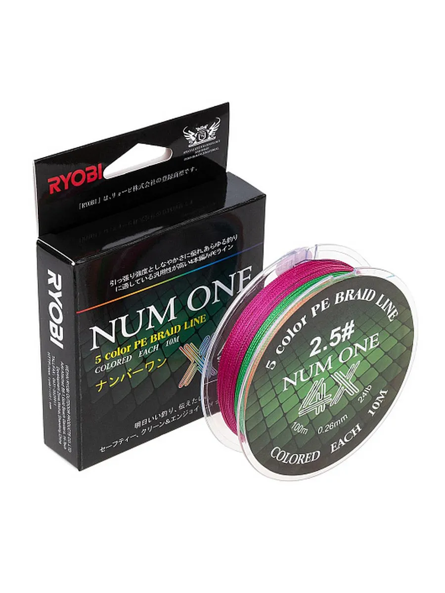 Шнур NUM ONE PE4X-100M 2.5#/0,260 mm Multi Colour
