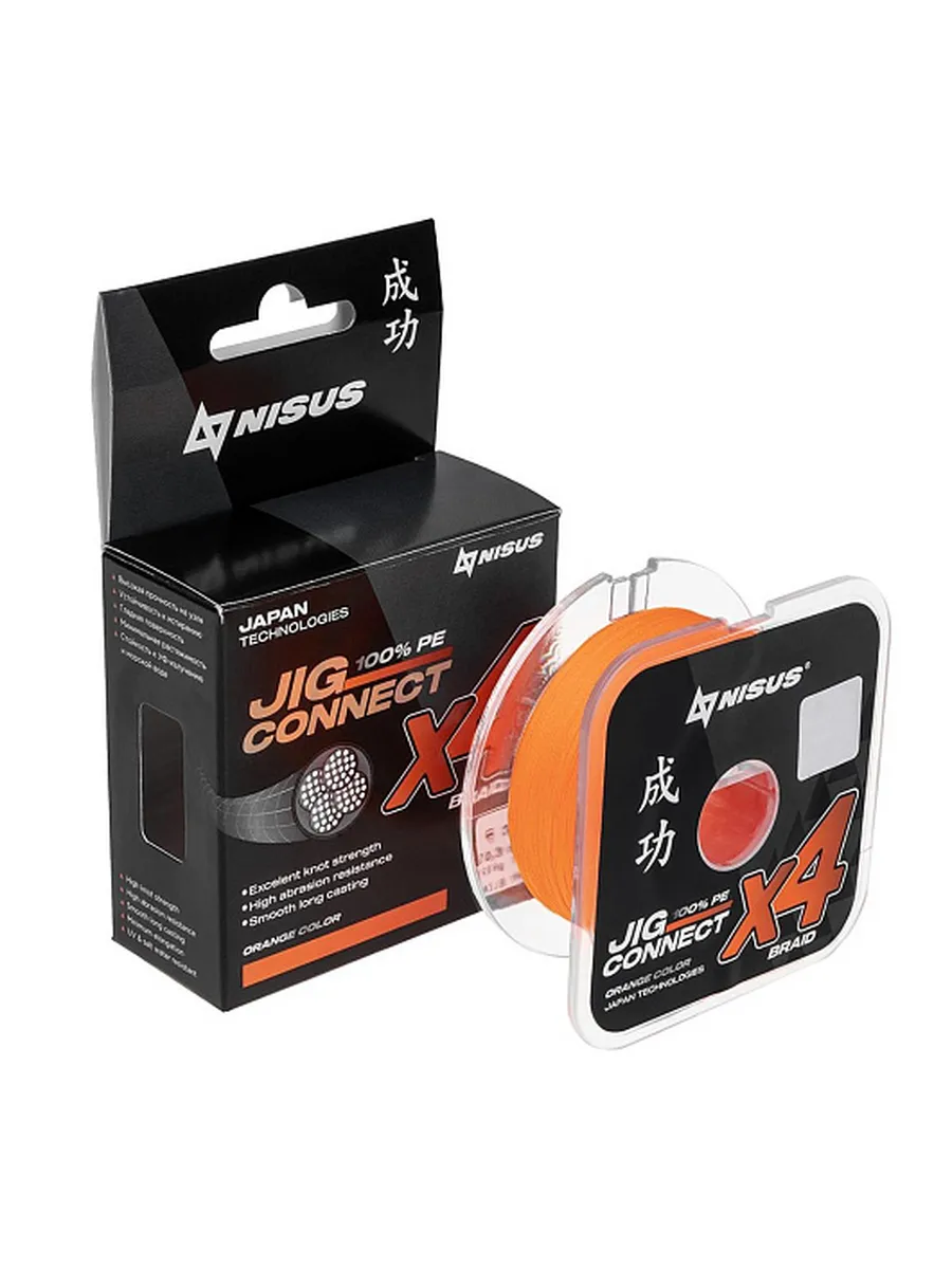 Шнур JIG CONNECT X4 PE Orange 150m #0.4, 0.10mm 3.6кг/7.9LB