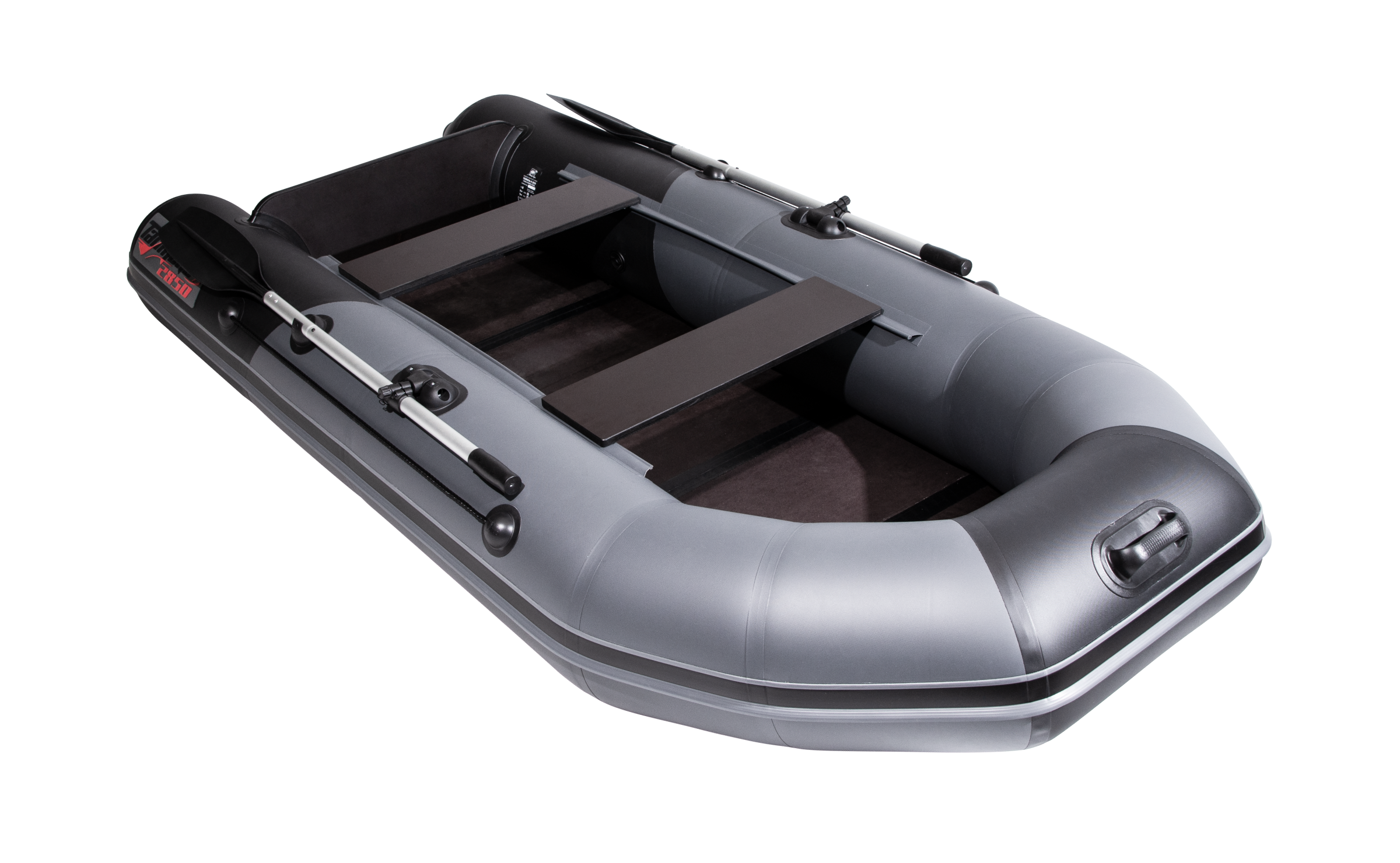 Лодка Таймень NX 2850 слань-книжка киль, цвет графит/черный