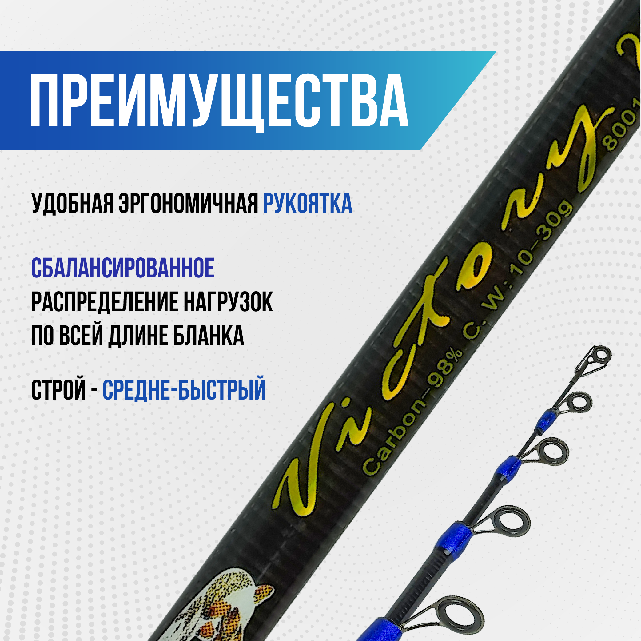 Спиннинг телескопический Victory, длина 2.10 см, тест 10-30