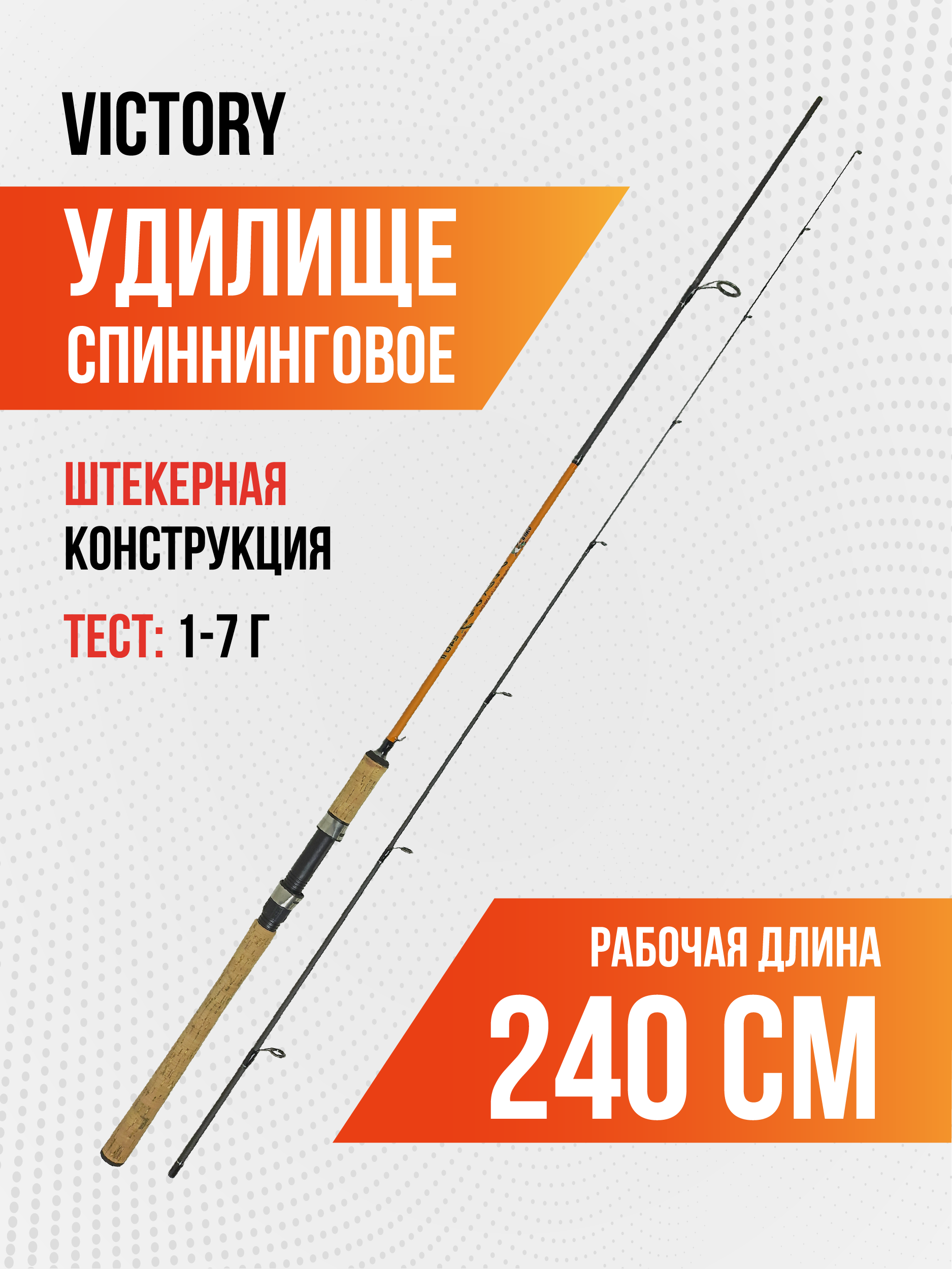 Спиннинг Victory, длина 2,40м, тест 1-7г, штекер